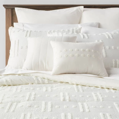 8pc Tufted Broken Stripe Comforter Bedding Set White - Threshold™ 11 8pc Tufted Broken Stripe Comforter Bedding Set White - Threshold™ - Image 9