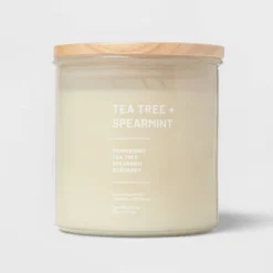 Glass Jar Tea Tree And Spearmint Candle Beige - Threshold™ -Threshold GUEST 08840a6f eb81 4eba bdb2 82fa19c57c5b