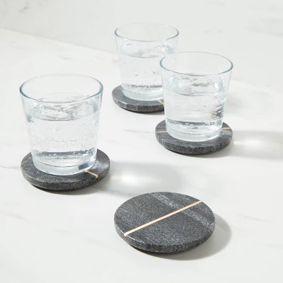 4pk Marble Coasters Gray - Threshold™ 3 4pk Marble Coasters Gray - Threshold™