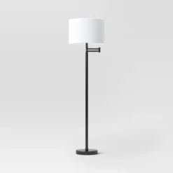 Metal Column Swing Arm Floor Lamp Black/White - Threshold™ -Threshold GUEST 0b572553 9e4a 4352 9d32 63a09bdeccc9
