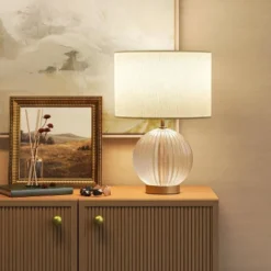 Small Ribbed Glass Lamp Base Clear - Threshold™ -Threshold GUEST 10b9195c 5d86 47ba ad7b 0544e2f1177e