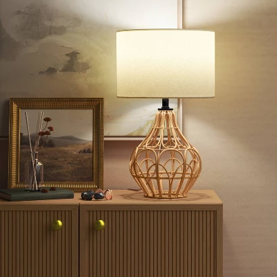 Boho Rattan Table Lamp Brown - Threshold™ 4 Boho Rattan Table Lamp Brown - Threshold™ - Image 2