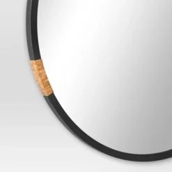 30" Metal/Rattan Wrap Wall Mirror Black - Threshold™ -Threshold GUEST 1566b6a4 b278 46aa a126 e4c57a7d07cb