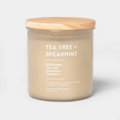 Glass Jar Tea Tree And Spearmint Candle Beige - Threshold™ -Threshold GUEST 1ae068be c042 415c a0e0 475aaead92cf