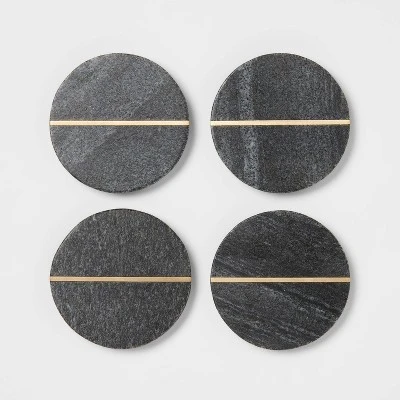 4pk Marble Coasters Gray - Threshold™ 4 4pk Marble Coasters Gray - Threshold™ - Image 2
