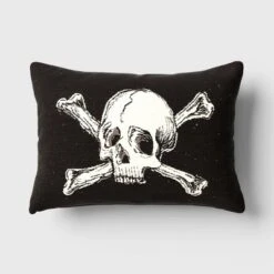 Oversize Skull And Crossbones Woven Cotton Lumbar Halloween Throw Pillow Black - Threshold™ -Threshold GUEST 1d93023f 85e9 4368 9e88 36202b7344a5