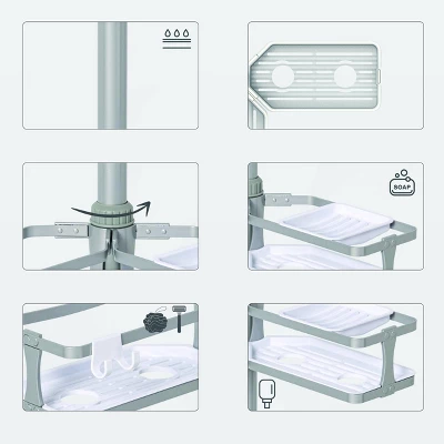 Aluminum Corner Tension Pole Caddy Gray - Threshold™ 5 Aluminum Corner Tension Pole Caddy Gray - Threshold™ - Image 3