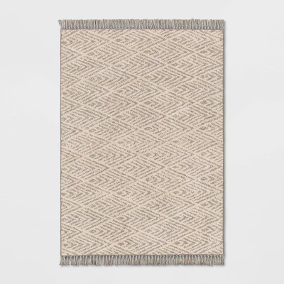 Diamond With Fringe Rug Gray - Threshold™ 6 Diamond With Fringe Rug Gray - Threshold™ - Image 4