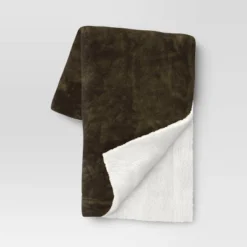 Solid Printed Plush With Shearling Reverse Throw Blanket - Threshold™ -Threshold GUEST 306f0669 f058 4c55 b504 55172c9555eb