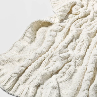 Cable Knit Chenille Throw Blanket - Threshold 4 Cable Knit Chenille Throw Blanket - Threshold - Image 2