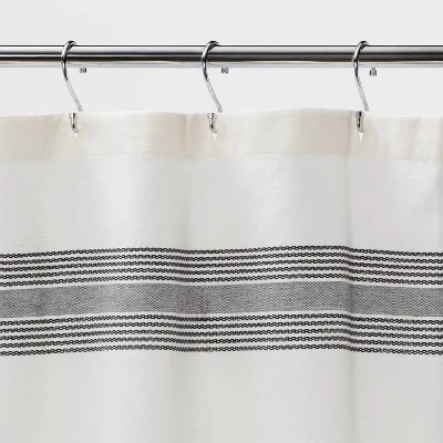 Striped Fringe Shower Curtain Off-White - Threshold™ 4 Striped Fringe Shower Curtain Off-White - Threshold™ - Image 2