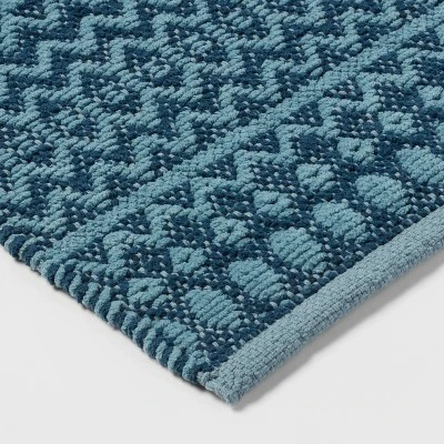 20"x32" Mixed Texture Chenille Bath Rug Teal Blue - Threshold™ 4 20"x32" Mixed Texture Chenille Bath Rug Teal Blue - Threshold™ - Image 2