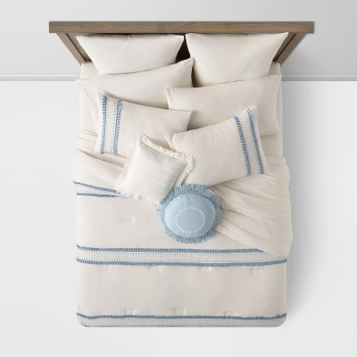 12pc Embroidered Fringe Stripe With Tassels Comforter & Sheet Bedding Set - Threshold™ 4 12pc Embroidered Fringe Stripe With Tassels Comforter & Sheet Bedding Set - Threshold™ - Image 2