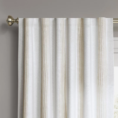 1pc 50"x63" Blackout Block Striped Window Curtain Panel White/Beige - Threshold™ 3 1pc 50"x63" Blackout Block Striped Window Curtain Panel White/Beige - Threshold™