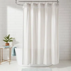 Crochet Trim Shower Curtain Cream - Threshold™