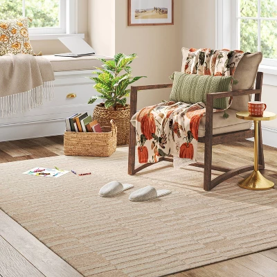 5'x7' Handloom Tufted Wool Area Rug Heathered Cream - Threshold™ 3 5'x7' Handloom Tufted Wool Area Rug Heathered Cream - Threshold™