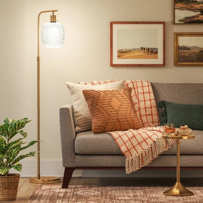 Floor Lamp Brass With Glass Shade (Includes LED Light Bulb) - Threshold™ 4 Floor Lamp Brass With Glass Shade (Includes LED Light Bulb) - Threshold™ - Image 2