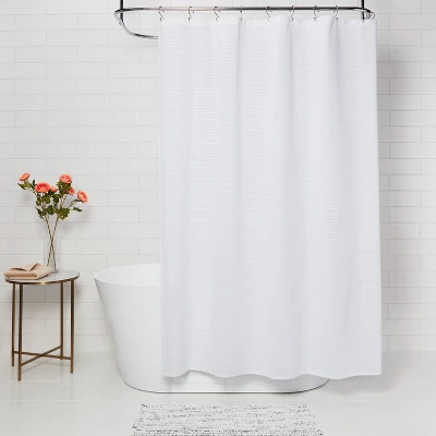 Woven Stripe Shower Curtain White - Threshold™ 3 Woven Stripe Shower Curtain White - Threshold™