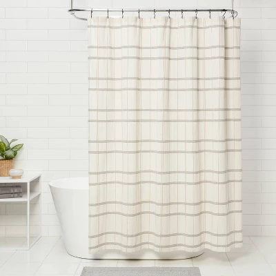 Woven Modern Plaid Shower Curtain Ivory - Threshold™ 3 Woven Modern Plaid Shower Curtain Ivory - Threshold™