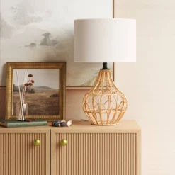 Boho Rattan Table Lamp Brown - Threshold™
