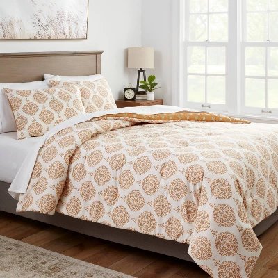 Medallion Printed Comforter & Sham Set Off-White/Dark Gold - Threshold™ 3 Medallion Printed Comforter & Sham Set Off-White/Dark Gold - Threshold™