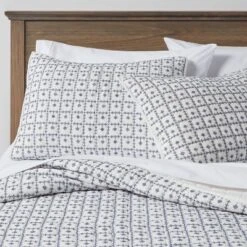 Embroidered Grid Sham Blue - Threshold™