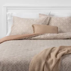 5pc Printed Geo Comforter Set Assorted Beiges - Threshold™ -Threshold GUEST 84ab46c4 1804 4b92 9be5 04c944d2f5db
