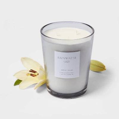 Colored Vase Glass With Dustcover Rainwater Lily Candle Gray - Threshold™ 4 Colored Vase Glass With Dustcover Rainwater Lily Candle Gray - Threshold™ - Image 2