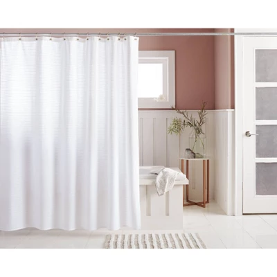 Woven Stripe Shower Curtain White - Threshold™ 6 Woven Stripe Shower Curtain White - Threshold™ - Image 4