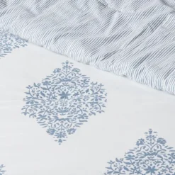 Reversible Medallion Family-Friendly Comforter & Sham Set White/Blue - Threshold™ -Threshold GUEST a800d79d 0047 401f a635 26e138a4d433