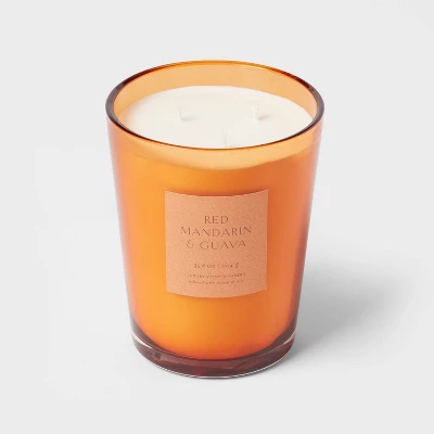 Colored Vase Glass With Dustcover Mandarin & Guava Candle Orange - Threshold™ 5 Colored Vase Glass With Dustcover Mandarin & Guava Candle Orange - Threshold™ - Image 3