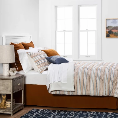 8pc Woven Stripe Comforter Bedding Set Blue/Orange/Off White - Threshold™ 3 8pc Woven Stripe Comforter Bedding Set Blue/Orange/Off White - Threshold™