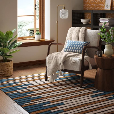 Striped Area Rug Turquoise/Yellow - Threshold™ 3 Striped Area Rug Turquoise/Yellow - Threshold™