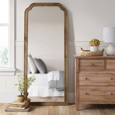 30" X 70" Oversize Leaner French Country Wood Mirror Natural - Threshold™ 3 30" X 70" Oversize Leaner French Country Wood Mirror Natural - Threshold™