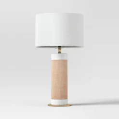Ceramic Table Lamp With Natural Wrap White - Threshold™ -Threshold GUEST b631c81c 33d1 4715 9813 066da6c38938