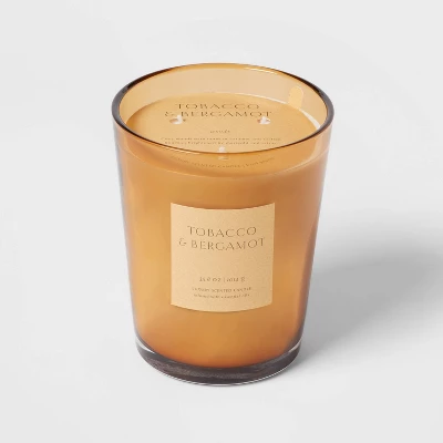 Colored Vase Glass With Dustcover Tobacco And Bergamot Candle Yellow - Threshold™ 7 Colored Vase Glass With Dustcover Tobacco And Bergamot Candle Yellow - Threshold™ - Image 5