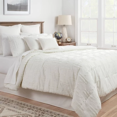 8pc Tufted Broken Stripe Comforter Bedding Set White - Threshold™ 3 8pc Tufted Broken Stripe Comforter Bedding Set White - Threshold™