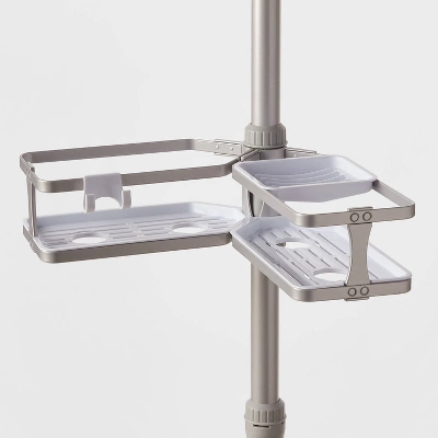 Aluminum Corner Tension Pole Caddy Gray - Threshold™ 4 Aluminum Corner Tension Pole Caddy Gray - Threshold™ - Image 2