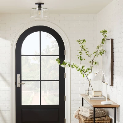 Glass Semi Flushmount Ceiling Light Black - Threshold™ Designed With Studio McGee 3 Glass Semi Flushmount Ceiling Light Black - Threshold™ Designed With Studio McGee