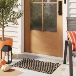 1'6"x2'6" Rope Braided Basket Weave Doormat Black/Brown/Cream - Threshold™