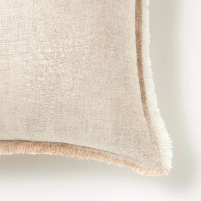 Oversized Reversible Linen Square Throw Pillow With Frayed Edges - Threshold™ Designed With Studio McGee 4 Oversized Reversible Linen Square Throw Pillow With Frayed Edges - Threshold™ Designed With Studio McGee - Image 2