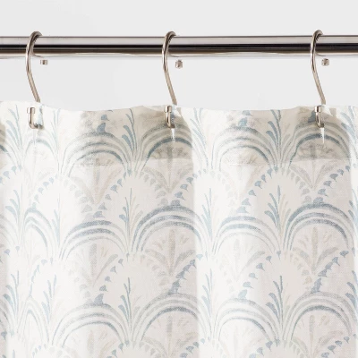 Block Print Scallop Shower Curtain Aqua Blue - Threshold™ 4 Block Print Scallop Shower Curtain Aqua Blue - Threshold™ - Image 2