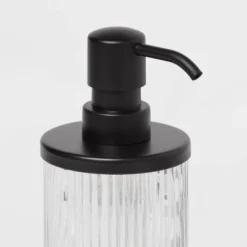 Ribbed Glass Soap Pump Black - Threshold™ -Threshold GUEST ed4a781d 52e5 419c 8916 2dc25dd449ee