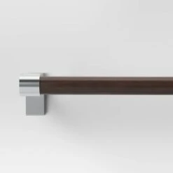 Dark Faux Wood Curtain Rod Nickel - Threshold™ -Threshold GUEST f65030f0 7be0 425c 96b7 548c0d49cc46