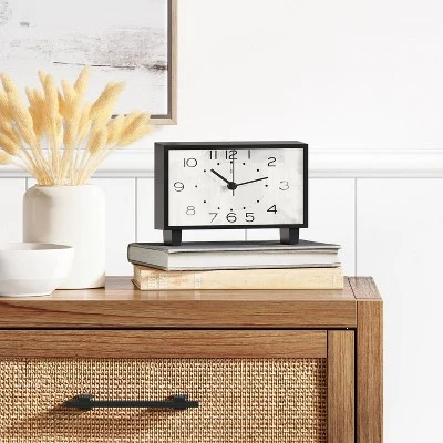 6" Rectangle Mantel Clock Black - Threshold™ 3 6" Rectangle Mantel Clock Black - Threshold™